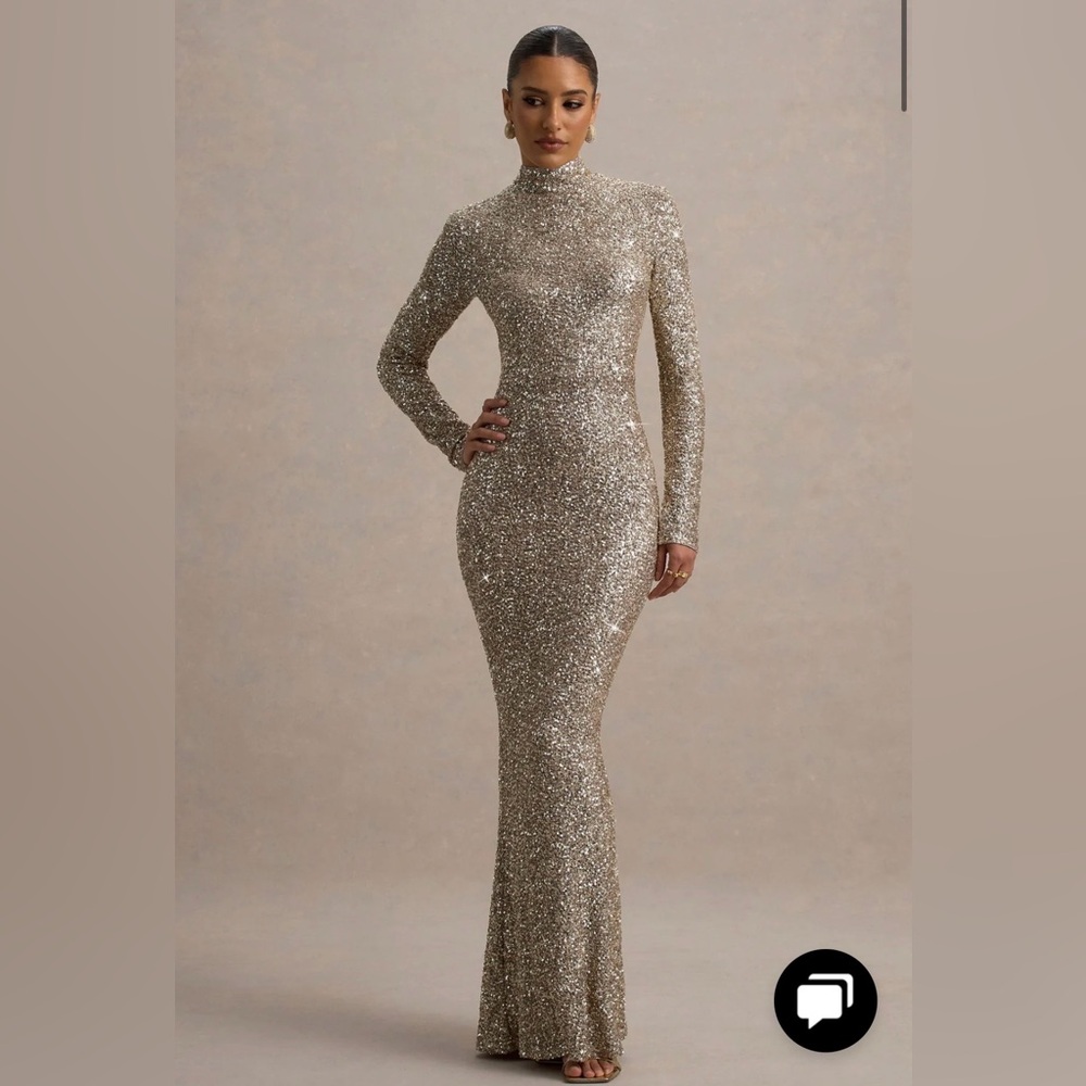 Club L London Galaxy Champagne sequin dress UK 8 NWT